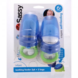 NSS-30076-AR : Teething feeder 2pk + 2 bags (Blue) กล่องชำรุด